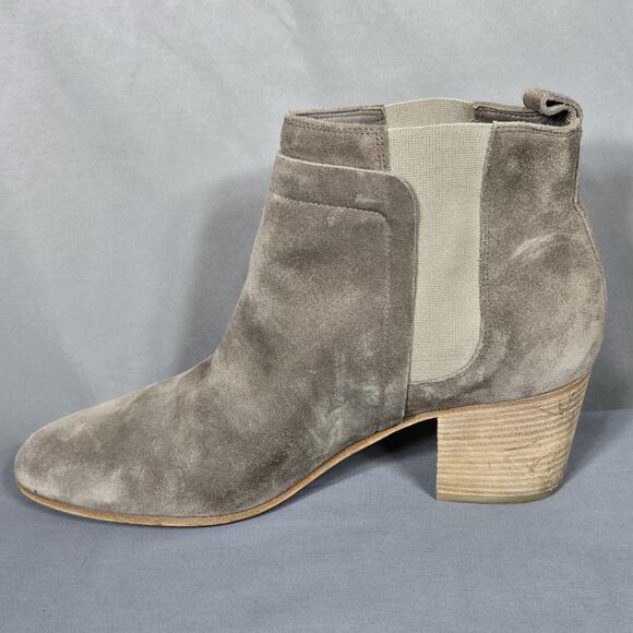 Vince Ankle Boots Womens 11 Gray Suede Block Heel Chelsea Minimal Almond Italy - Picture 4 of 10